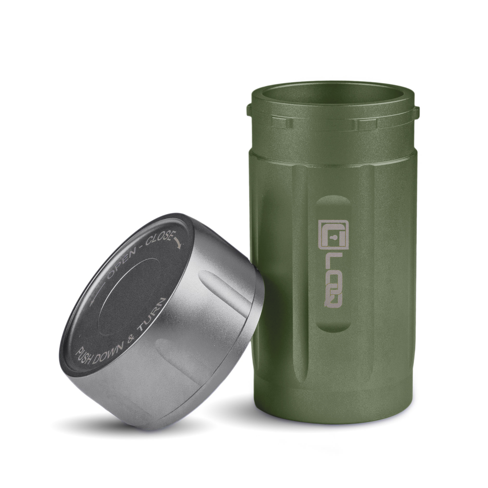 EDC120GNG Ruggedized Adventure-Travel Storage Container, 120 CC, Zytel, Green Body, Gray Cap