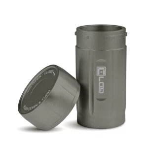 a gray body and gray cap corloq everyday carry bug out tactical container shown with cap removed