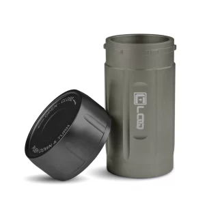 a gray body and black cap corloq everyday carry bug out tactical container shown with cap removed
