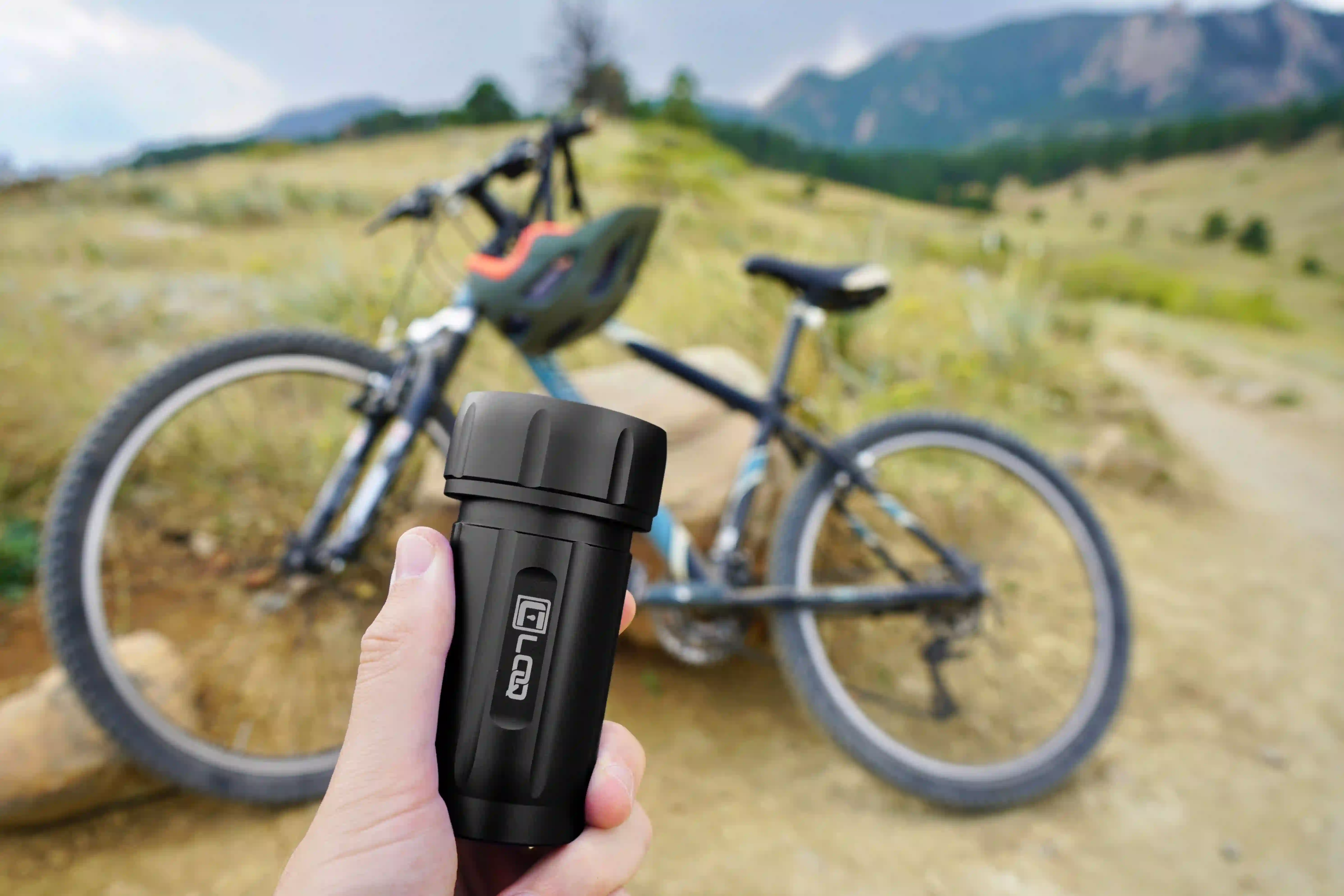 outdoor-sports-storage-corloq-black a rugged black corloq container used while mountain biking